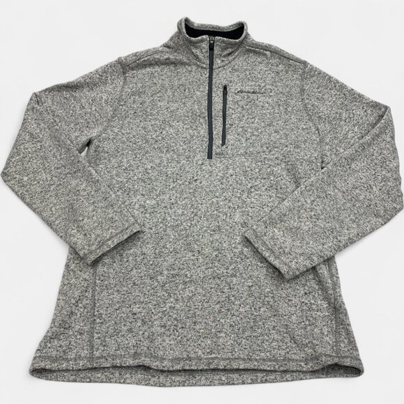 Eddie Bauer Gray 1/4 Zip Fleece Pullover Sweater Men's Large Tall LT - Picture 2 of 9